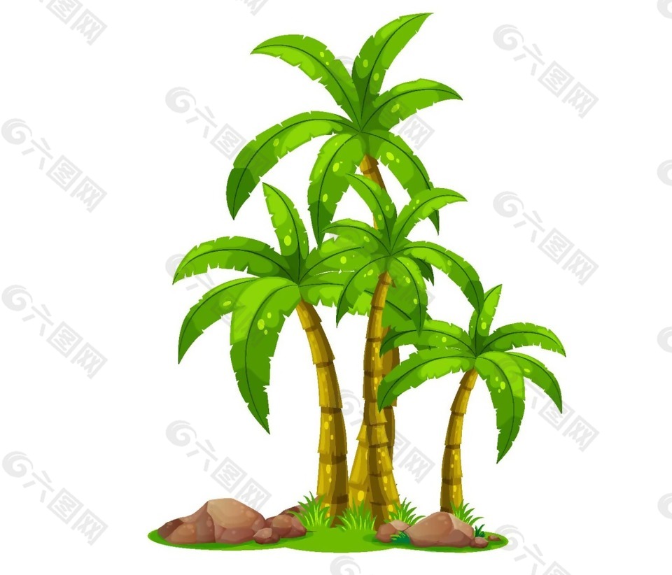 清新綠色椰樹元素