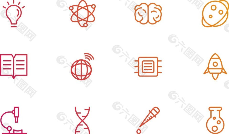 科學(xué)相關(guān)的線性圖標(biāo)