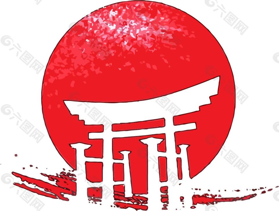 红色热情风格日本旅游装饰元素