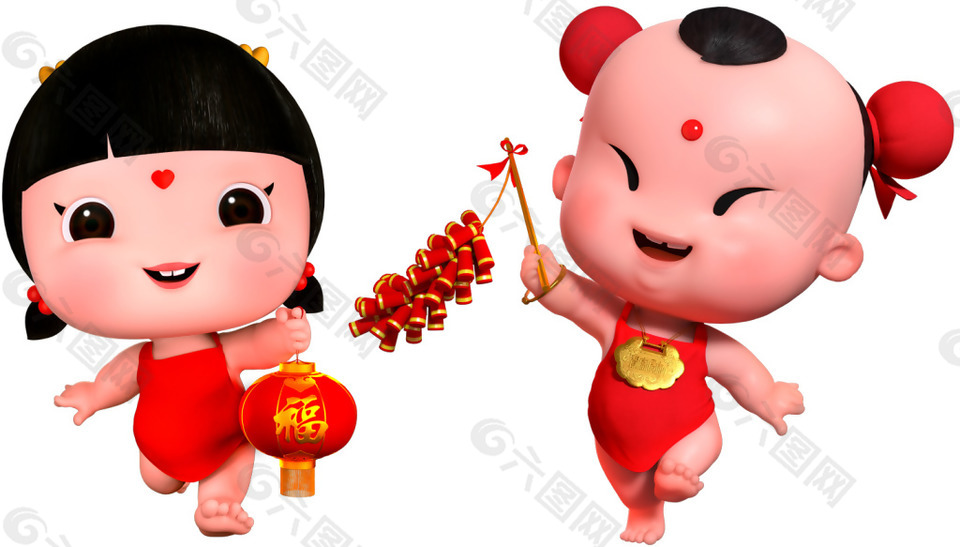 2018狗年大吉春節(jié)金童玉女拜年福鞭炮