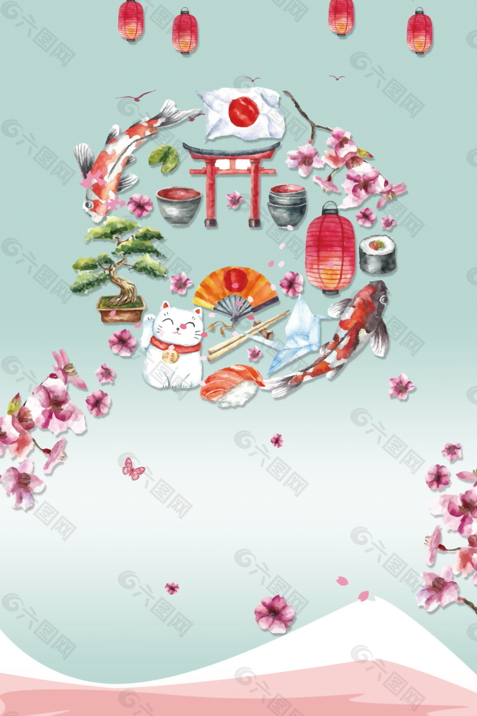 唯美日本料理美食海報