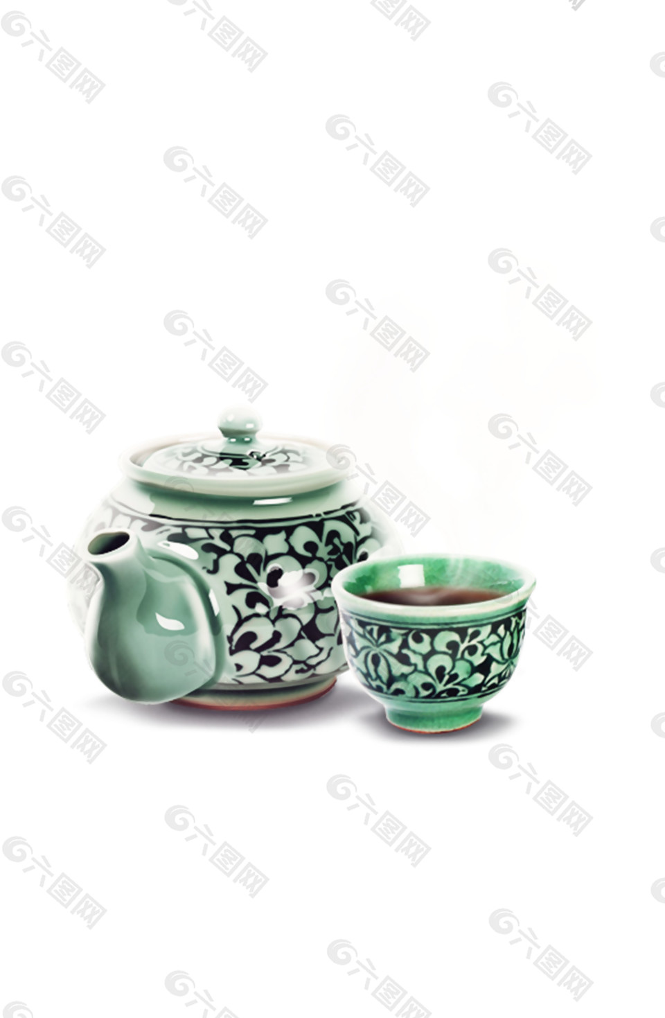 雅致淡綠色陶瓷茶具產(chǎn)品實(shí)物