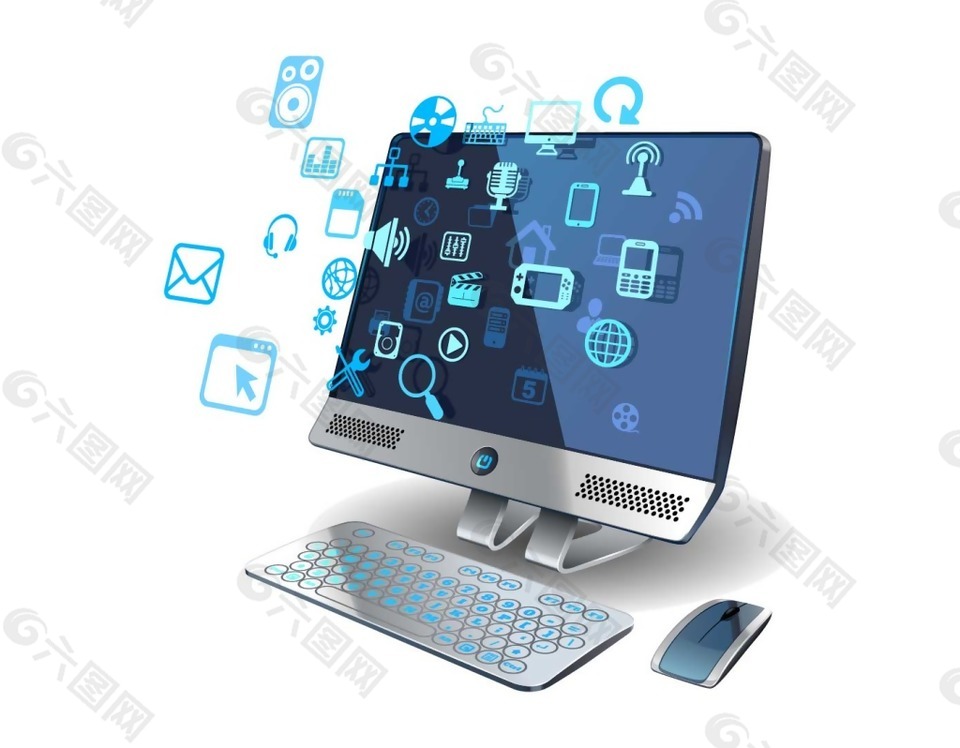 卡通現(xiàn)代科技電腦png元素