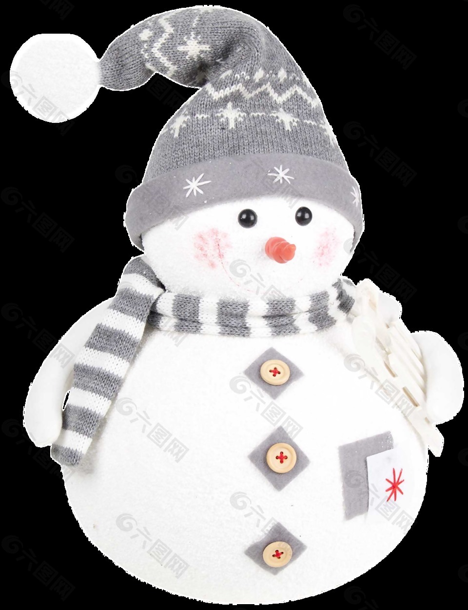 帶灰色帽子的雪人png透明素材