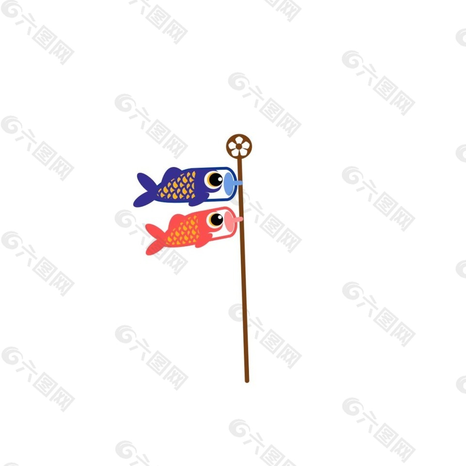 卡通彩色小魚裝飾png元素