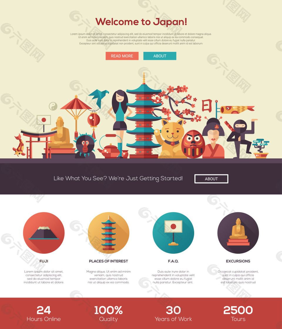 創(chuàng)意日本建筑插畫