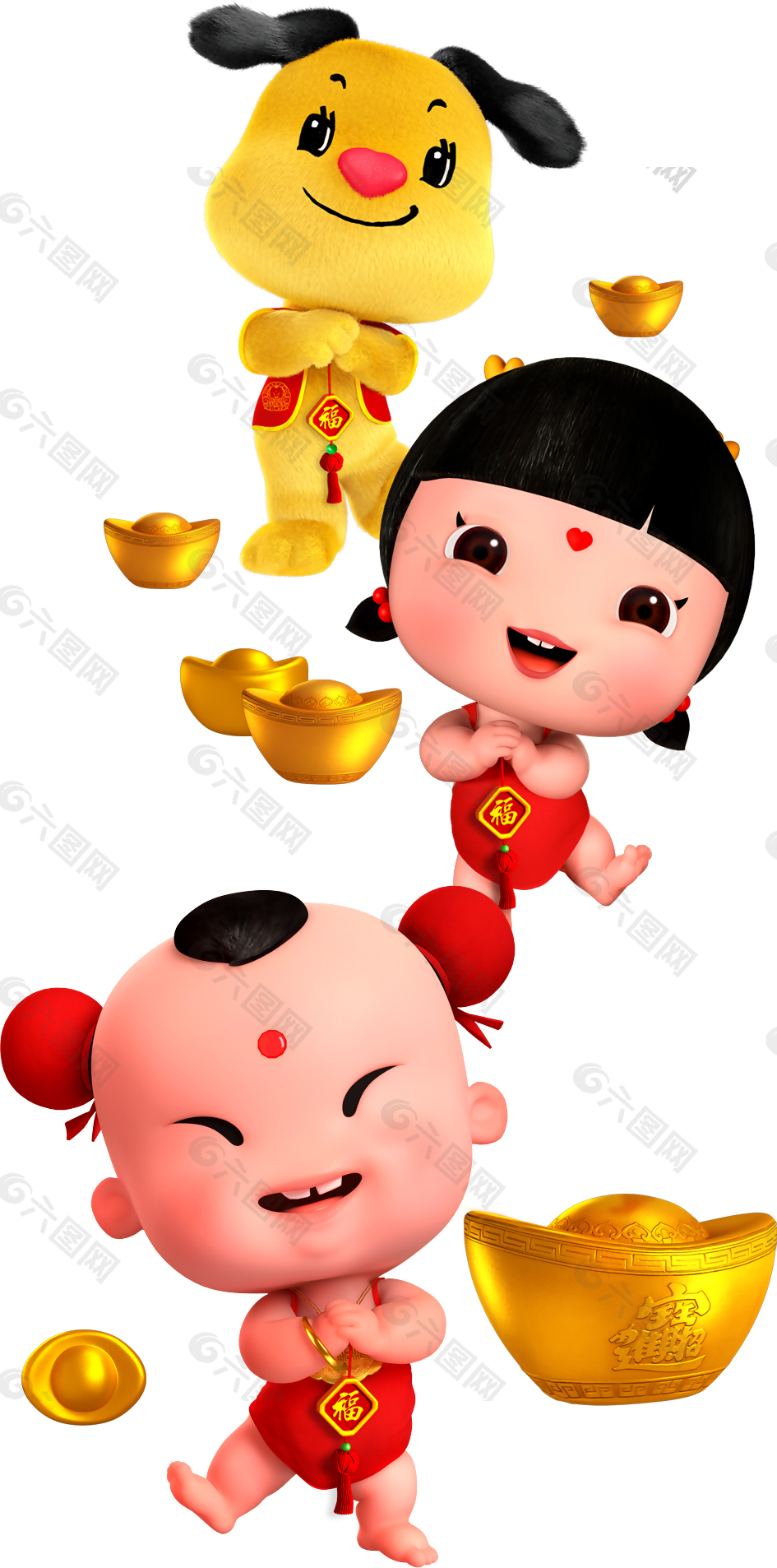童子龍女金狗賀歲組合