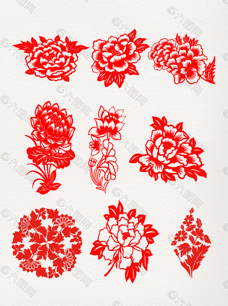 剪紙花卉元素