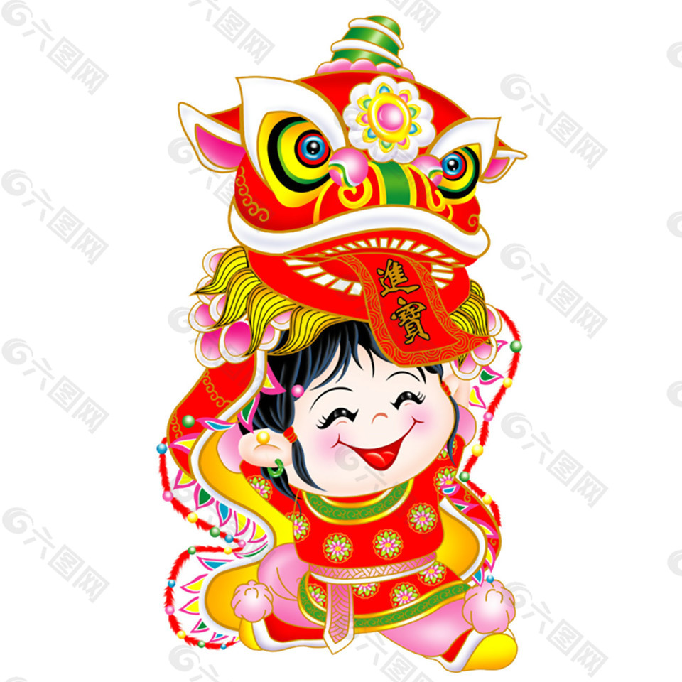 卡通新年舞獅素材