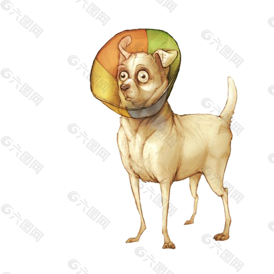 姿態(tài)優(yōu)美小狗卡通手繪裝飾元素
