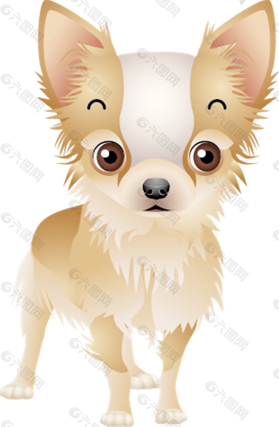 呆萌蝴蝶犬卡通手繪裝飾元素