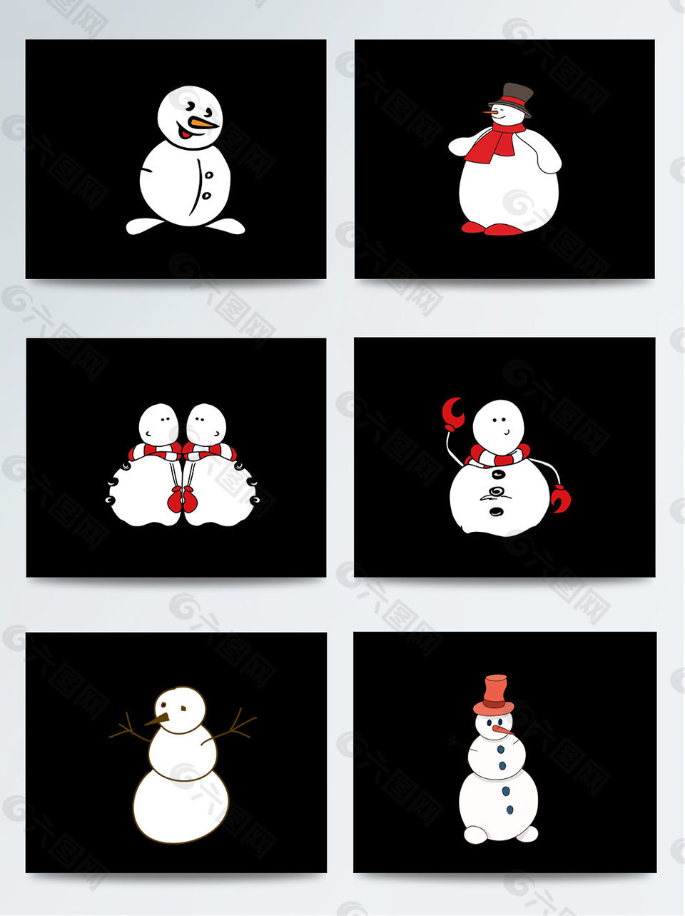 卡通漫畫風(fēng)格冬季雪人PNG元素