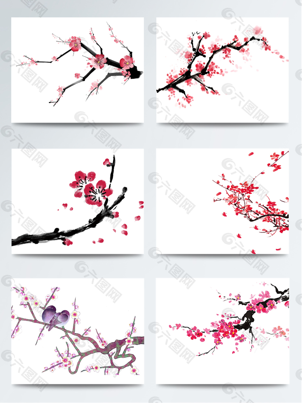 手绘水彩腊梅梅花元素