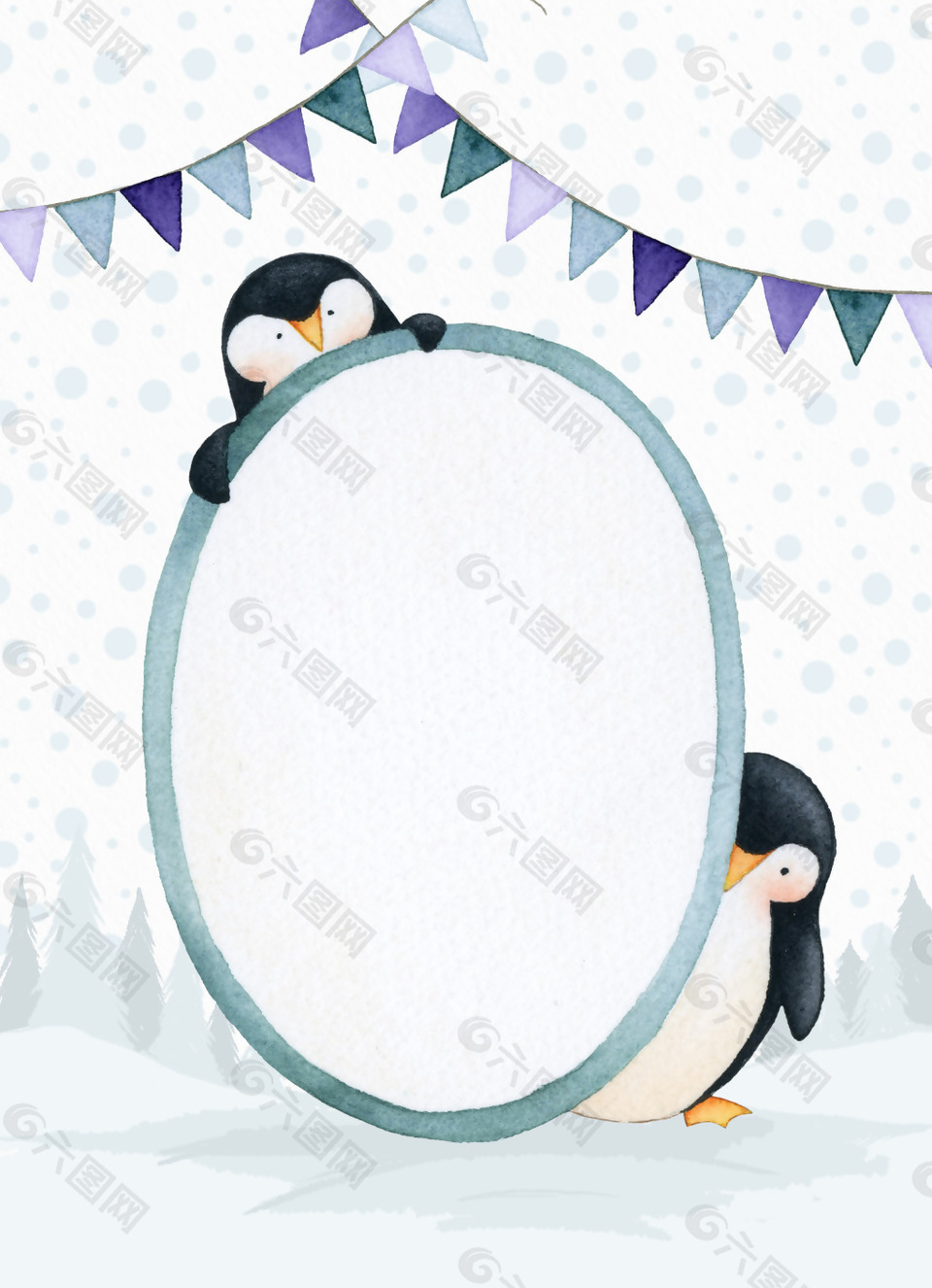 可愛卡通簡約背景冬天psd源文件