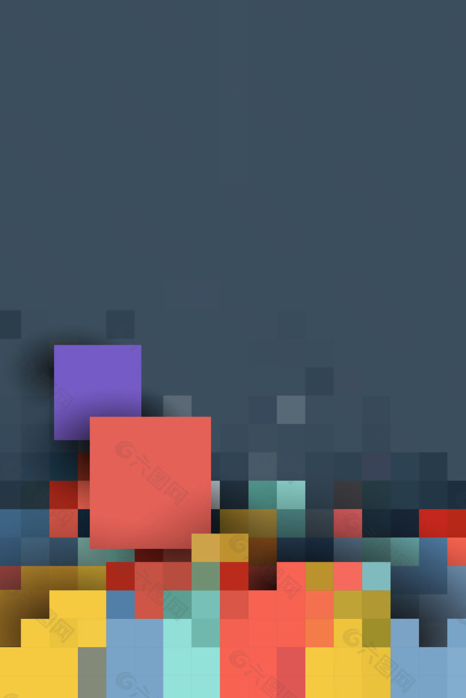 矢量扁平幾何方塊拼接立體背景