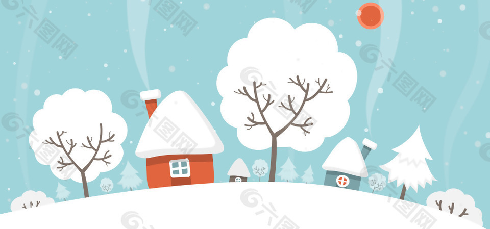 淘寶矢量卡通房子雪景