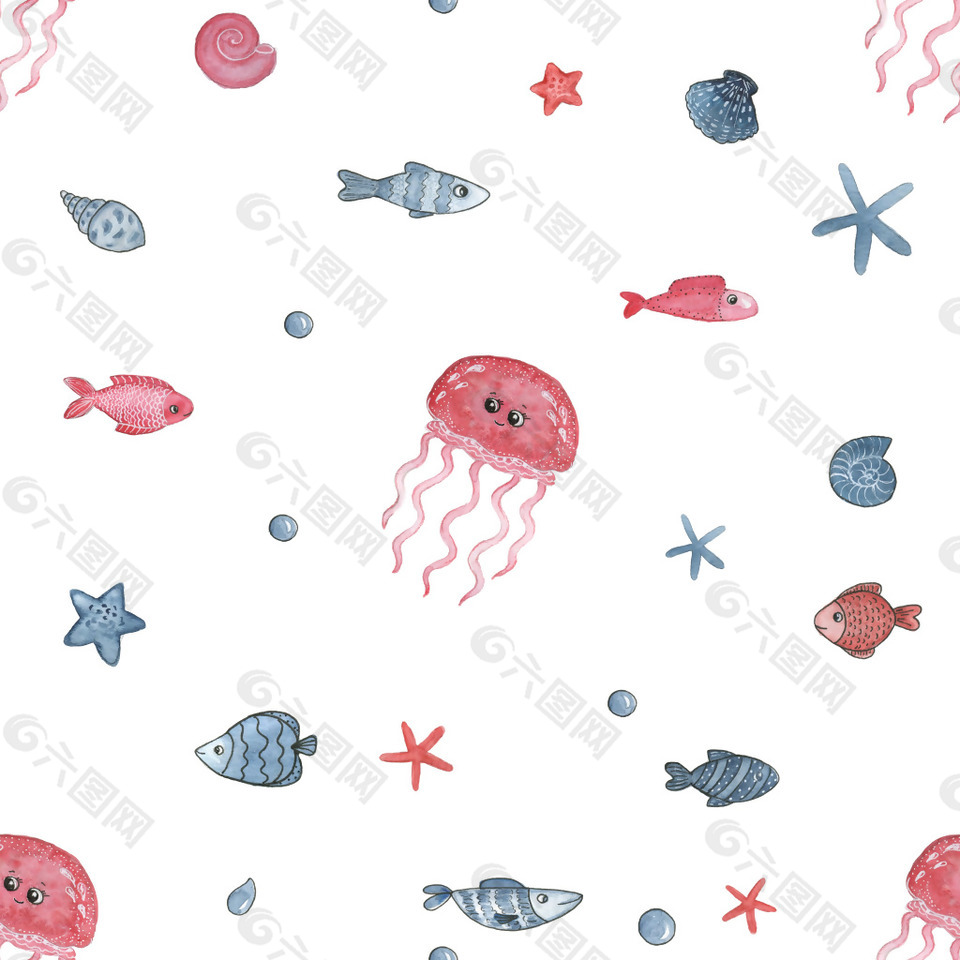 手繪海底世界生物jpg背景素材