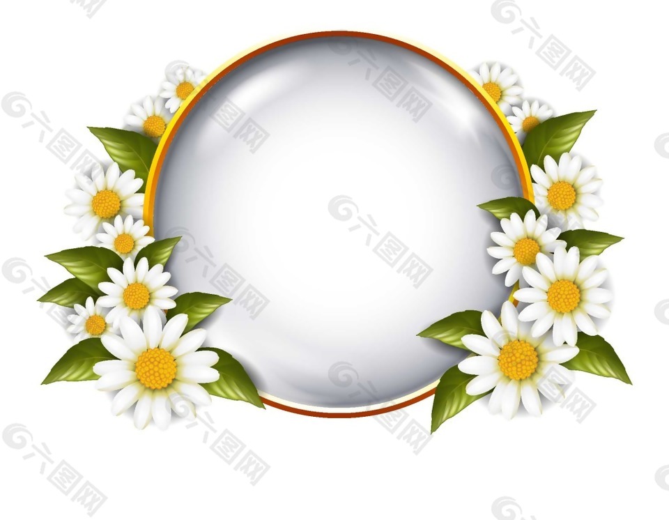 卡通圓形鮮花裝飾png元素