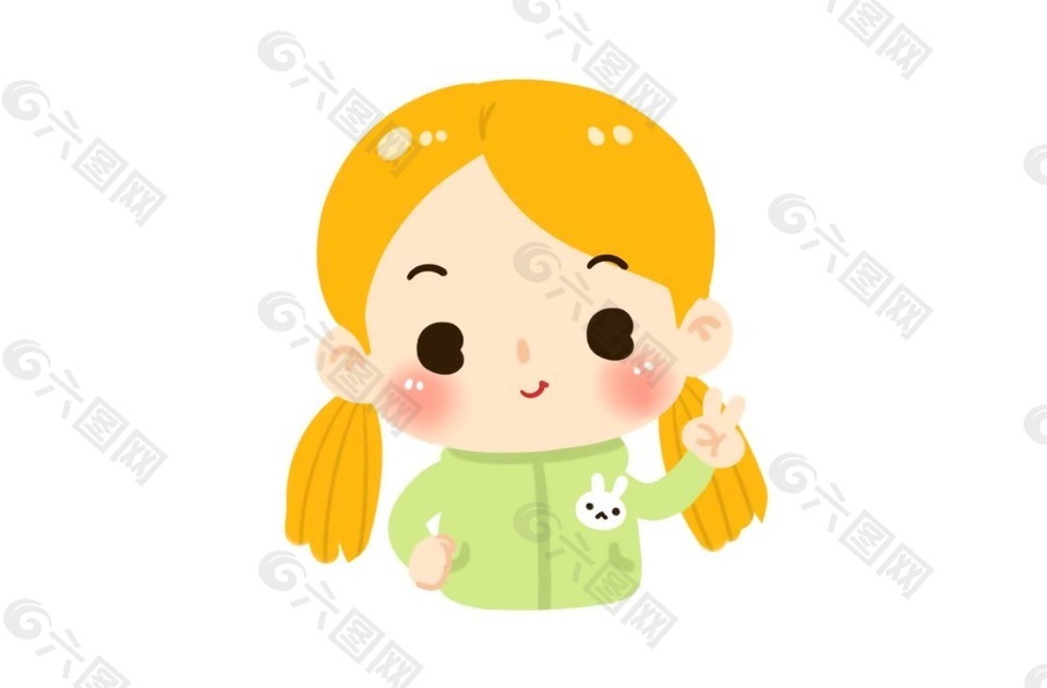 卡通黃發(fā)小女孩png元素