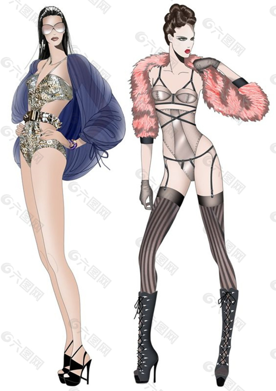 時尚性感連體高叉泳衣女裝效果圖