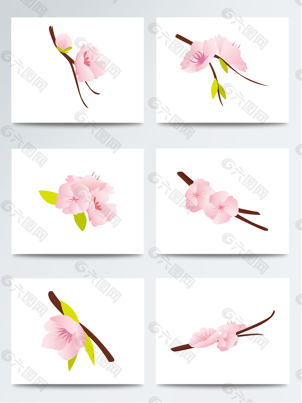 精致粉色桃花立春元素