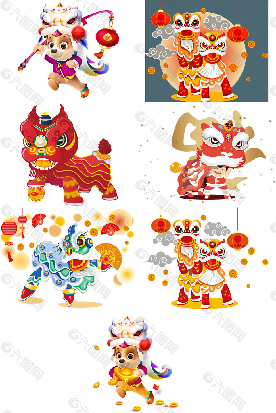 新年舞獅子節(jié)日元素