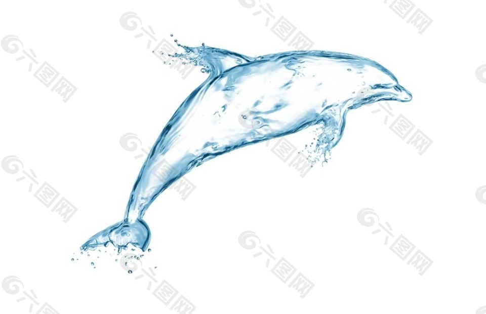 科技水波海豚png元素