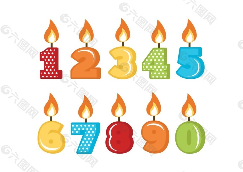 卡通數字生日蠟燭png元素