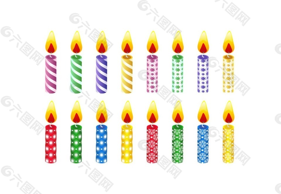 五彩卡通漫畫蠟燭插畫png元素