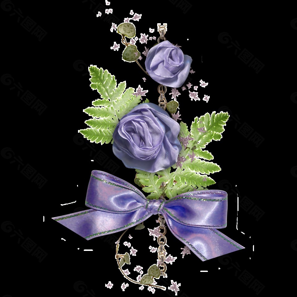 紫色清雅花草透明素材
