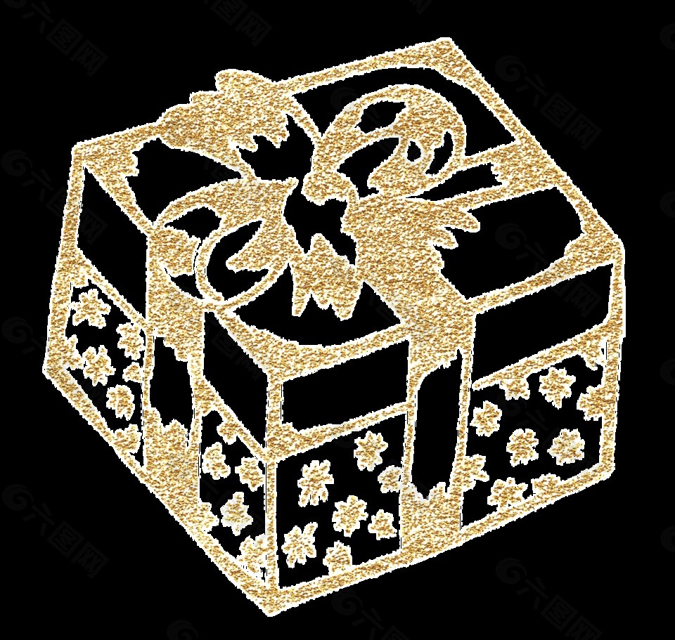 金色的禮物盒透明素材