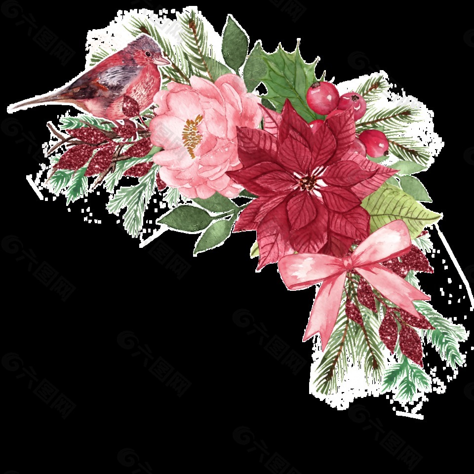 水彩婚礼花卉png