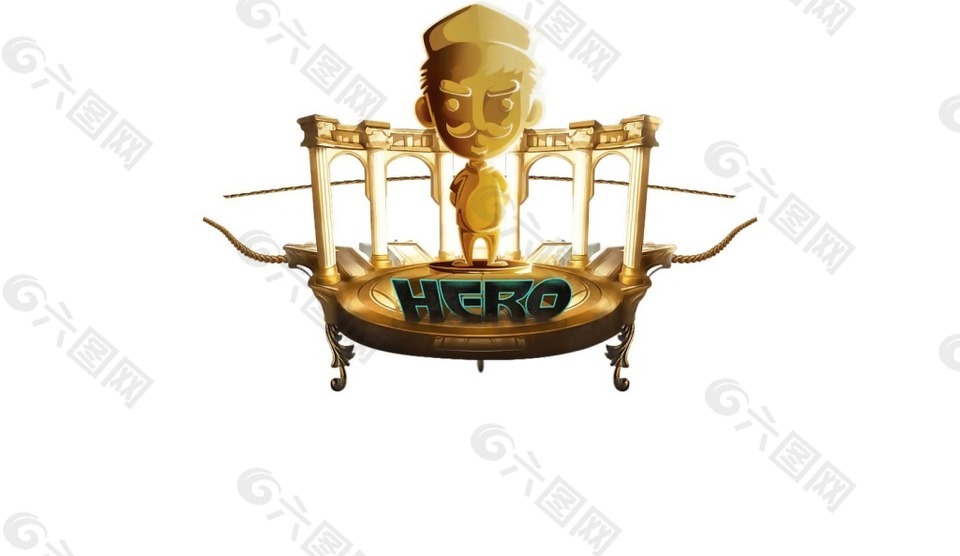 游戲人物金色海報png元素