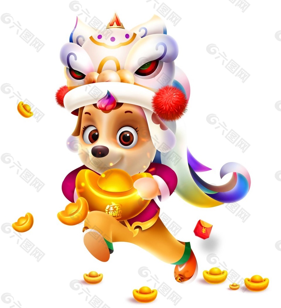 卡通旺財(cái)送財(cái)png元素