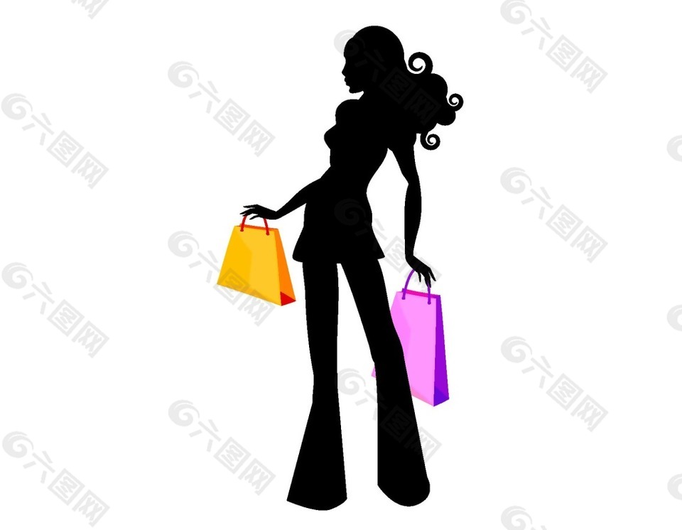 美女站姿黑色剪影png元素