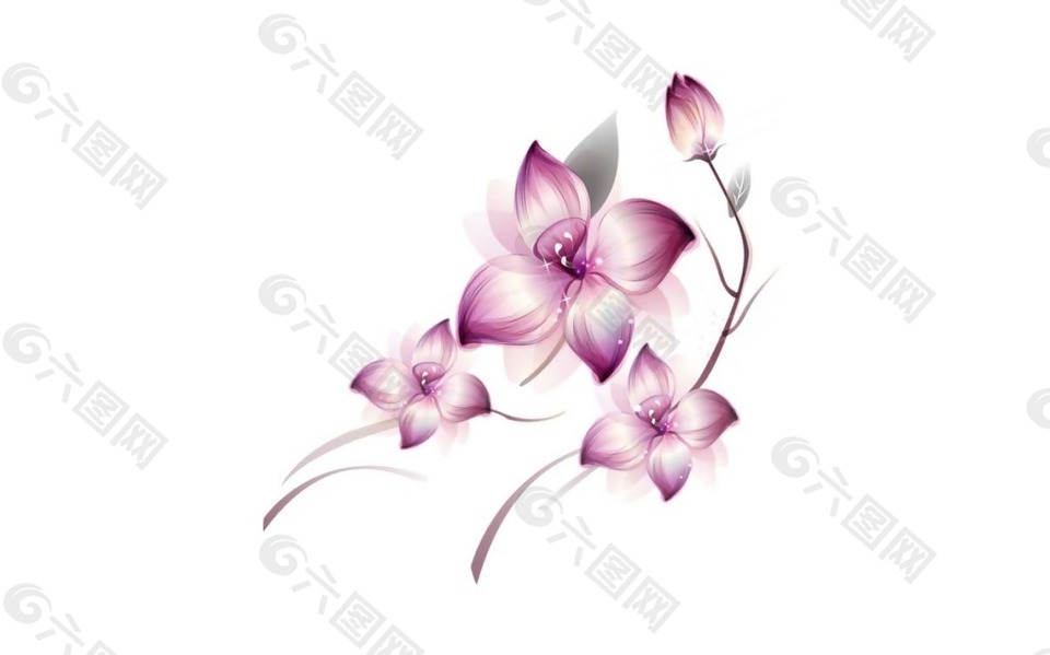 清新簡約紫色花朵元素