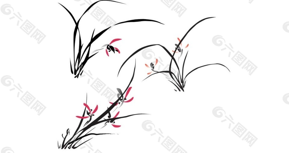 清新水草花朵元素