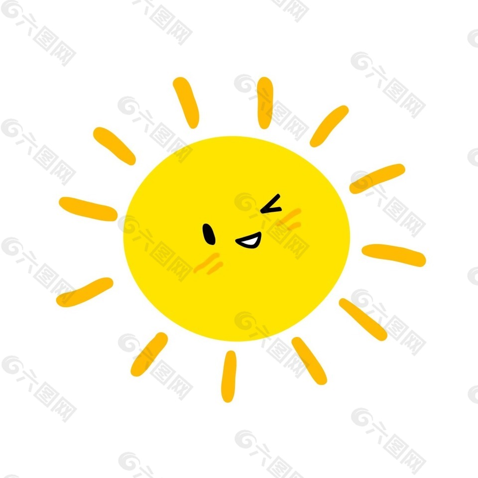 黃色卡通太陽png元素