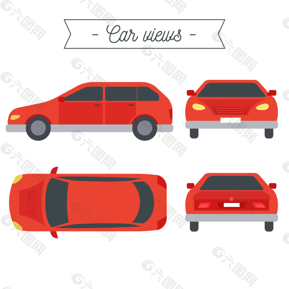 紅色小轎車矢量素材