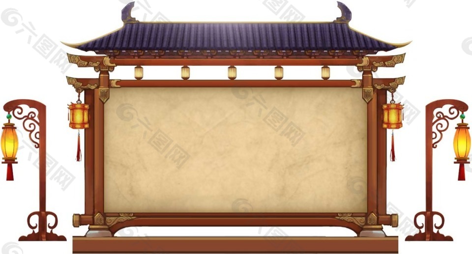 卡通動(dòng)漫告示墻png元素