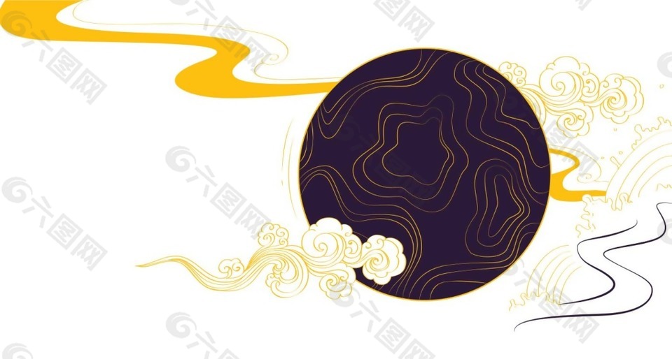 卡通彩色月亮云彩png元素