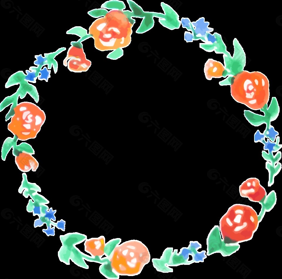 極簡(jiǎn)鮮艷手繪花環(huán)裝飾圖案