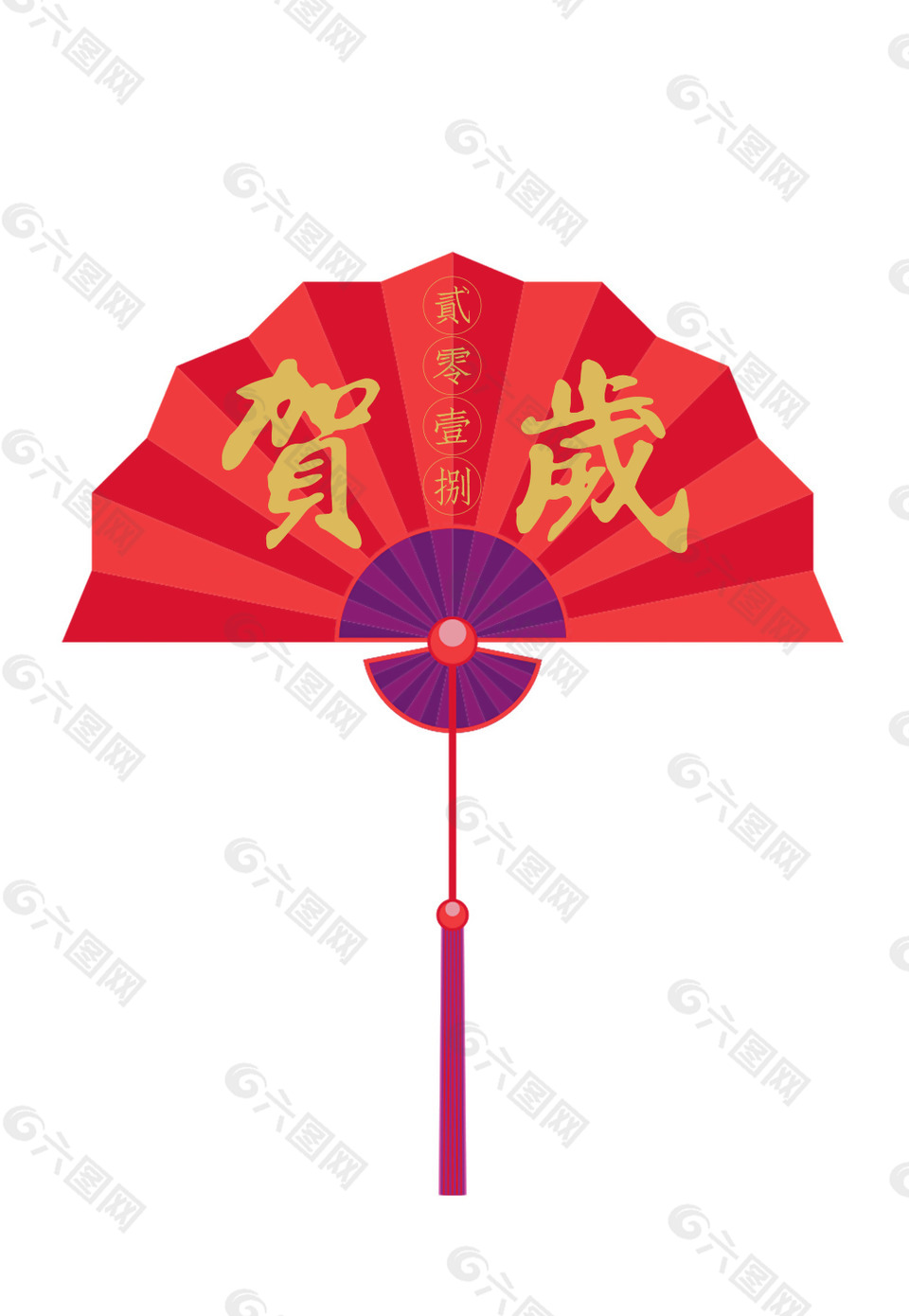 紅色扇形春節(jié)賀歲元素設(shè)計
