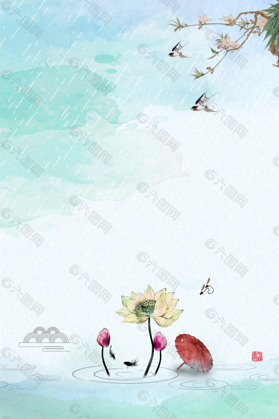 中國風之雨水節(jié)氣海報背景設(shè)計