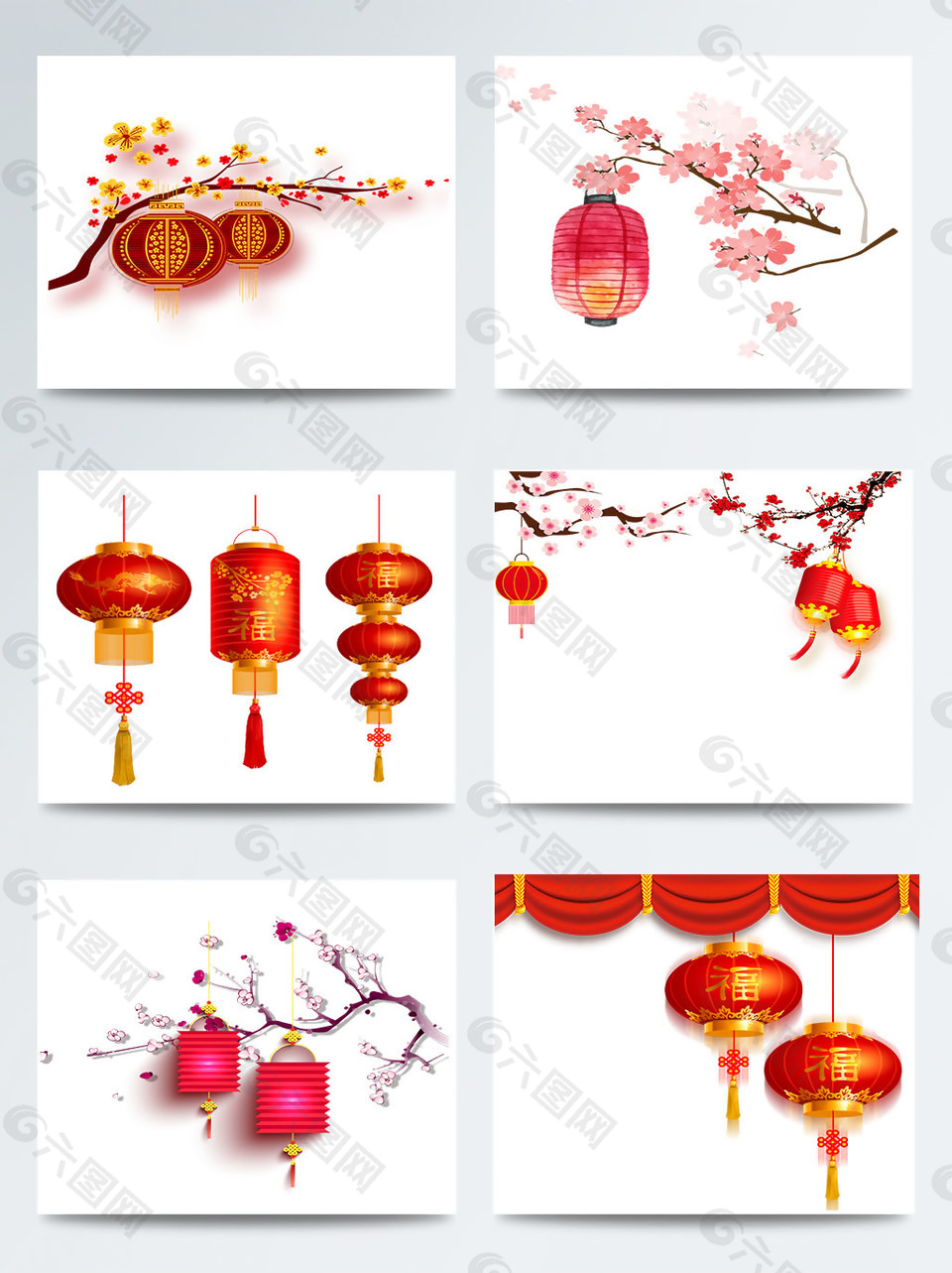 春節(jié)紅色燈籠裝飾圖案