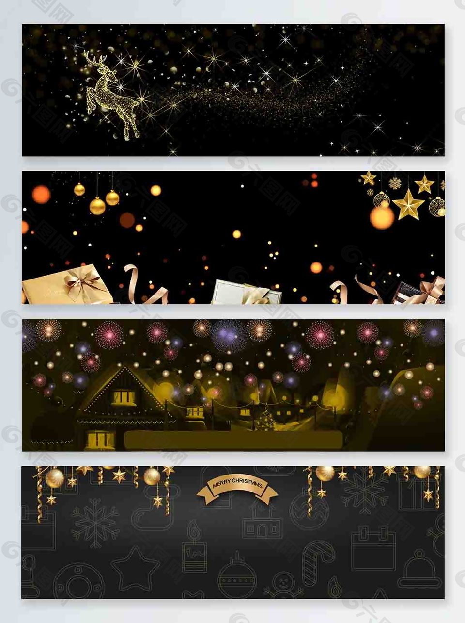 圣誕節(jié)卡通黑金banner
