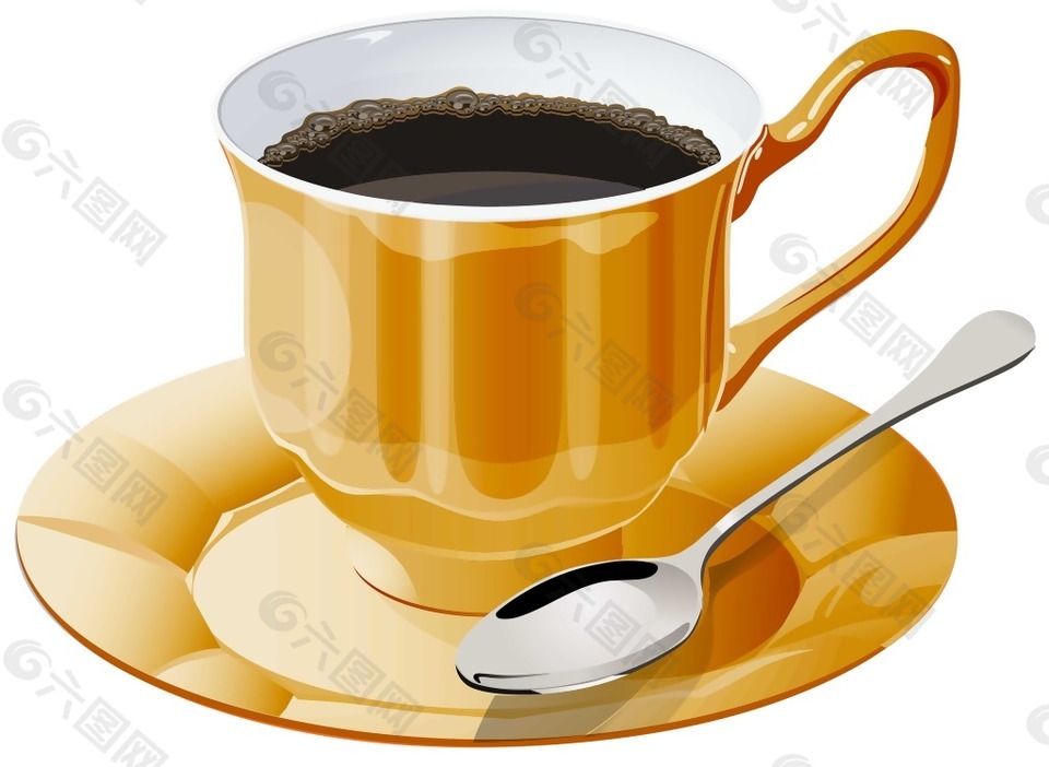黃色陶瓷咖啡杯png元素