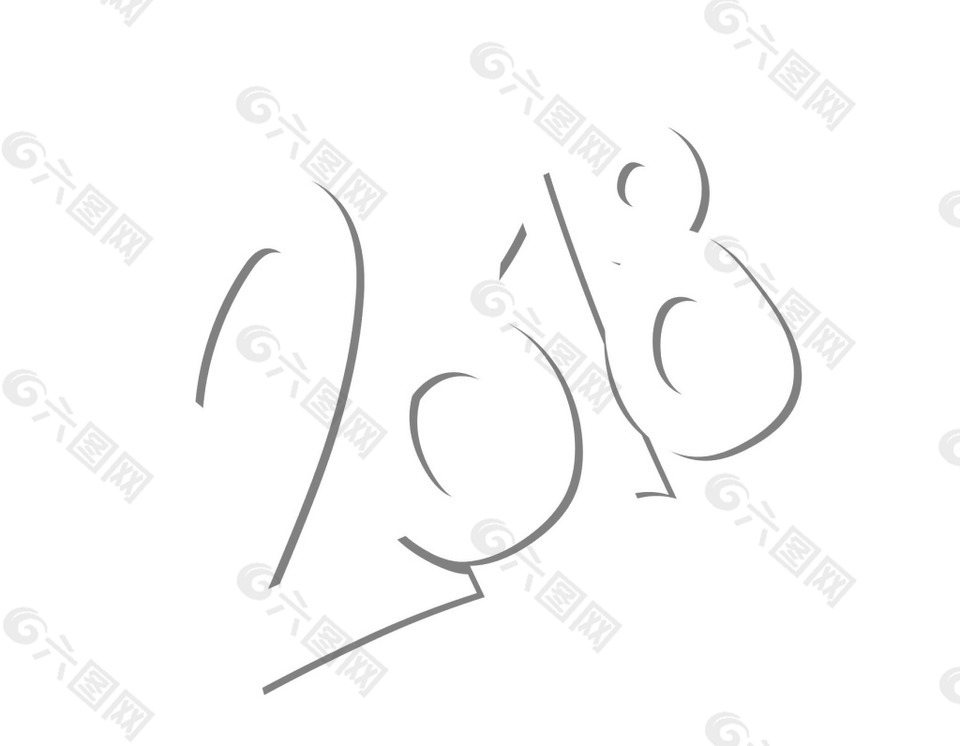 白色2018數(shù)字png元素