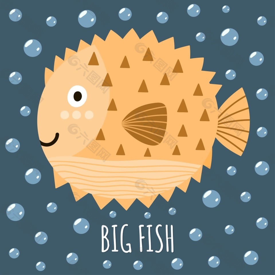 卡通泡泡魚圖案