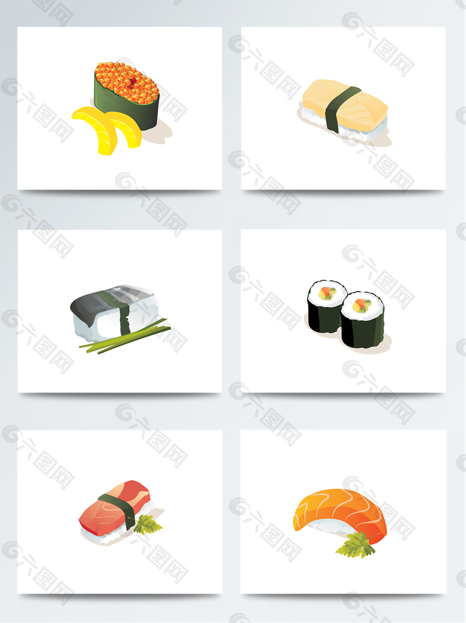 彩繪各種日式壽司料理